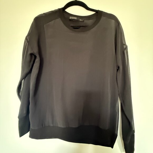 All Saints Semi-Sheer Silk Top - Picture 1 of 3